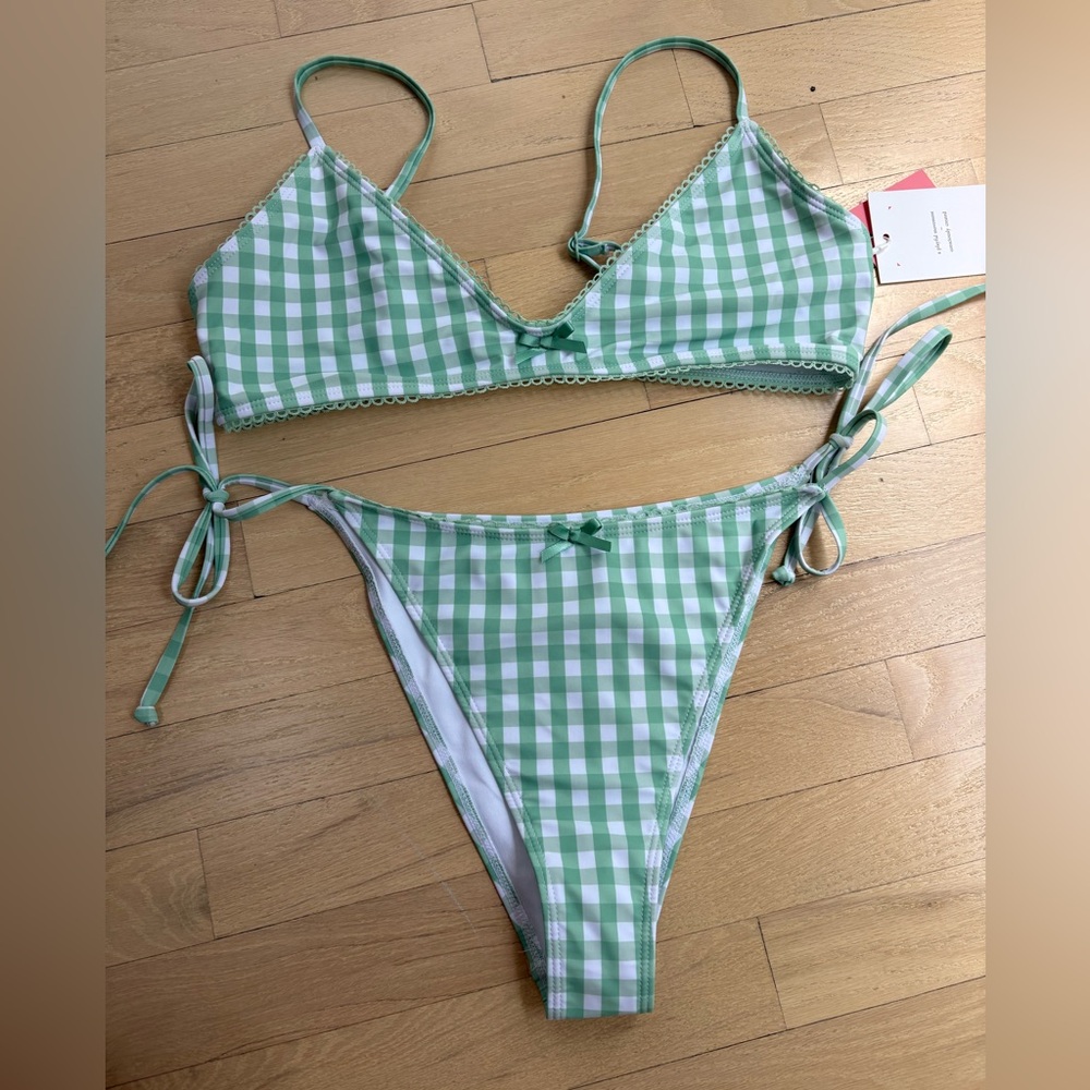Chic Green Checkered Bikini Set